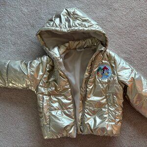Bluey Toddler Puffer Jacket – Gold Metallic – Size 3T